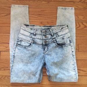 Harmony bleach washed high rise jeans - 7*